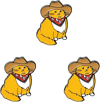 SaiDian 3Pcs Cowboy Enamel Pin Cat Brooch Fashion Funny Animal Pins Backpack Badge Gift Presents