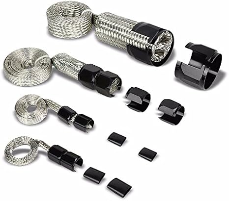 Black Universal Stainless Steel Braided Hose Dress Up Kit Oil/Fuel/Vacuum/Radiator/Heater