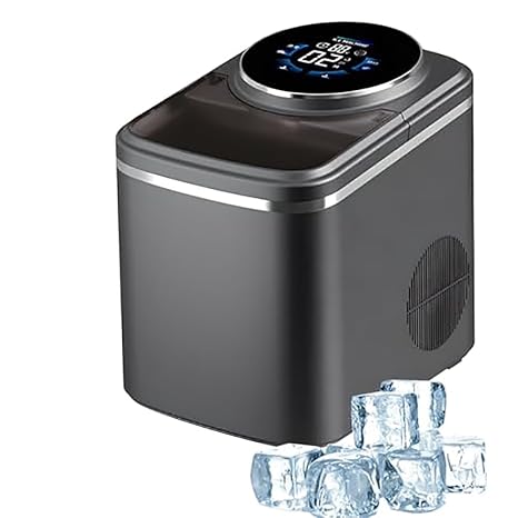 Small Ice Maker Machine Countertop, 1.5L Countertop Ice Maker with LED Display & Water Reserve, 16kg/24h, 2 Water Ways for Home/Kitchen/Bar/Office black