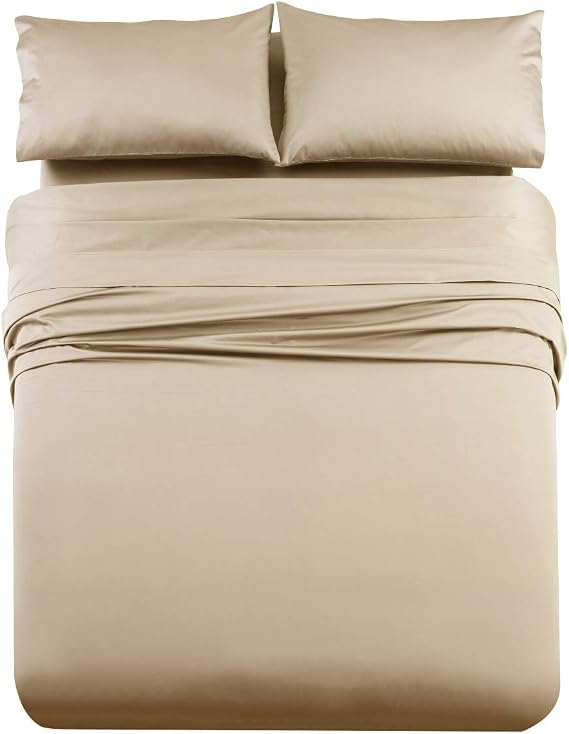 Royal Tradition Solid 1000-Thread-Count, 100-Percent Long Staple Cotton 3PC Twin XL Bed Sheets Set, Beige