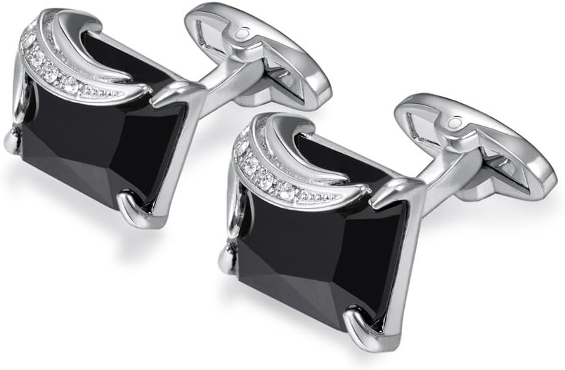U7 Men Cufflinks for Wedding Christmas Business Platinum or 18K Gold Plated Crystal Fancy Stone Cuff Links, Custom Photo Cufflinks,Gift Packed