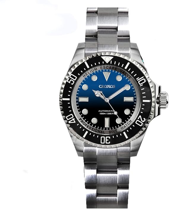 Cronos L6009 Automatic Deep Diving Men Watch No Date Stainless Steel 3000 Meters Water Resistance Professional Diver Wristwatches, color 4