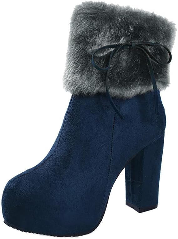 Women's Winter Boots Snow Boots Winter Shoes PU Ankle Boots Slip On Boots Warm Lined with Block Heel Zip Boots Shoes