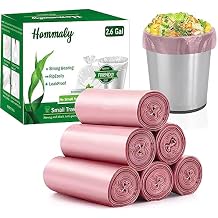 Hommaly 2.6 Gallon 240 pcs Small Pink Trash Bags, Strong Garbage Bags, Bathroom Trash Can Bin Liners Unscented, Mini Plastic Bags for Office, Waste Basket Liner, Fit 6-10 Liters, 2-2.6 Gal