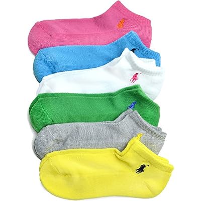 Polo Ralph Lauren Womens 6-Pk Sport Bright Asst-6 Socks Sz: 9-11 Fits 4-10.5