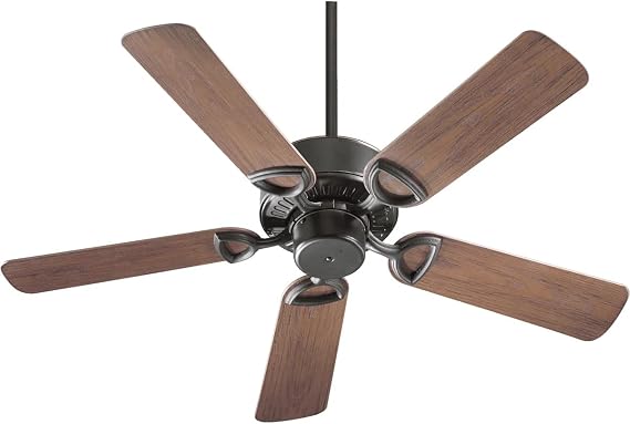 Quorum International Estate Patio 42 Indoor/Outdoor Ceiling Fan | Old World Oiled Bronze Finish | 5 Walnut Blades | 3-Speed Reverse Motor | Wet-Rated | Includes Downrods | Model 14342595