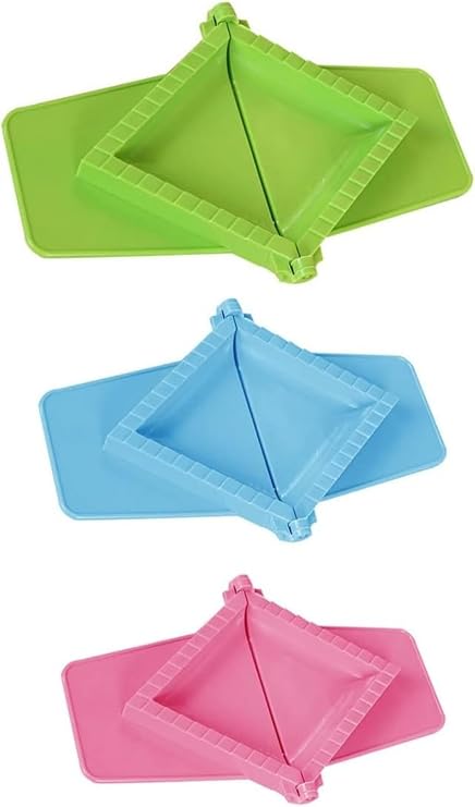 3pcs Dumpling Square Pressing Molds, Red, Blue, Green, PP Material, Rectangular Prism, Dumpling Molds, Food Preparation Molds