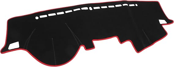 Dashboard Cover for Kia Forte 2009-2016, Polyester Non-Slip Dash Board Mat with Anti-Glare Sunshade Protector for Left Hand Drive (Black Red)