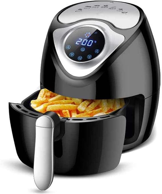 Air Fryer Air Fryer Home Smart Touch Screen Electric Fryer Oil Free Large Capacity Fry Machine for Kitchen Color: Black, Size: 32.2x32.2x37.5cm