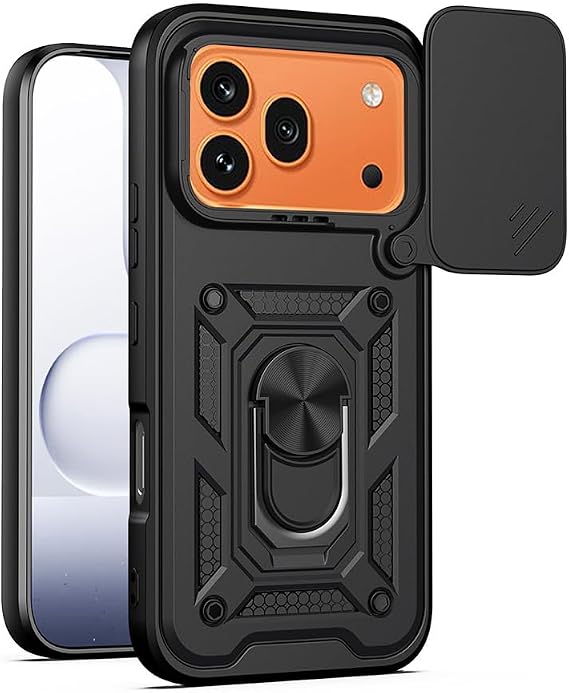 Honor 600 Pro 5G ile Uyumlu Kılıf Zırhlı Standlı Sürgülü Kamera Korumalı Zırhlı Tam Koruma Sürgülü Vega Kapak, Tam Uyumlu, Tank Kapak - Siyah