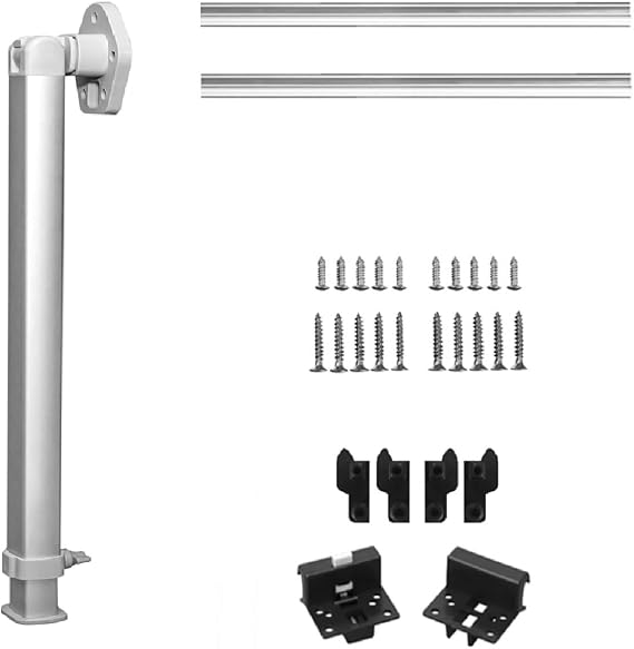 Adjustable RV Table Leg 21-36 Inch, Folding Telescoping Aluminum Pedestal for Camper Travel Trailer Motorhome Boat - Heavy Duty Retractable Replacement Support with Lock (White)
