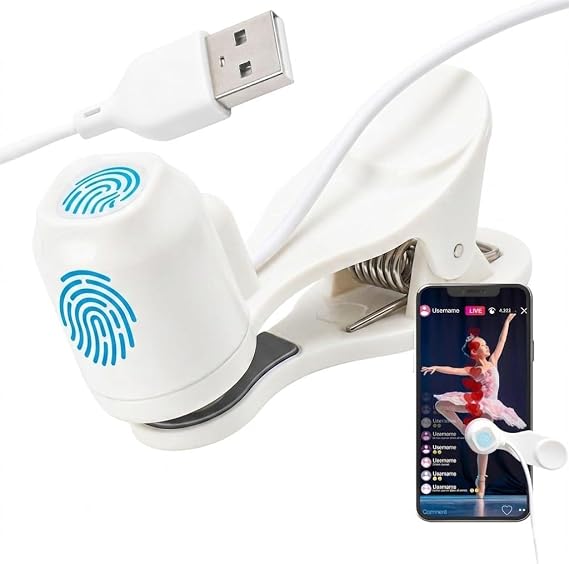 Smart Automatic Screen Clicker Tapper, USB Auto Clicker with Simulated Finger Clip for iPhone Android Tablet, Continuous Fast Clicking Device for Live Streaming, Gaming, Reward Tasks & Shopping-White