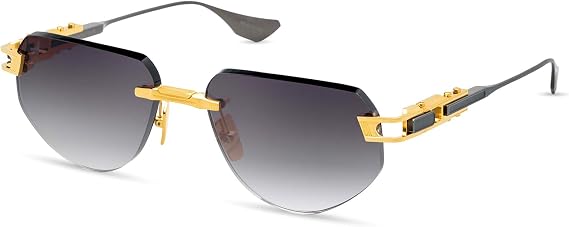 Dita GRAND-IMPERYN DT DTS164 A-01 Yellow Gold/Black Iron Metal Rimless Sunglasses Grey Gradient Lens, 56-17-137