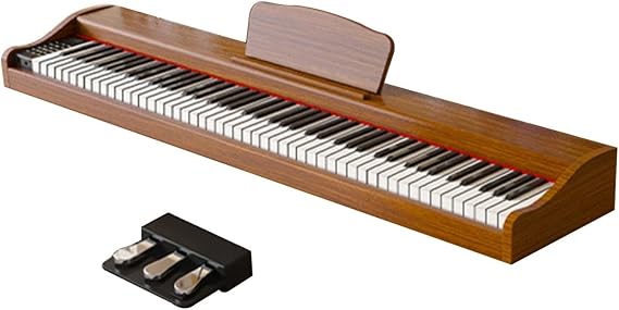 Hammer-action Keyboards Digital Piano 88 Key Weighted Keyboard Piano Built-in Speakers Full Size Electric Piano For Beginner Adults With Triple Pedal And MIDI Connecting(Brown)