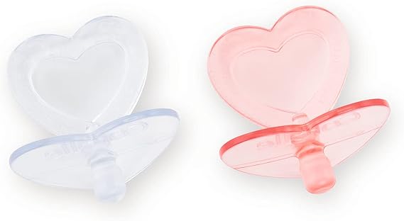 Corolle - Heart Shaped Doll Pacifier Accessory for 14-17" Dolls, 2 Pack, Clear/Pink (140370)