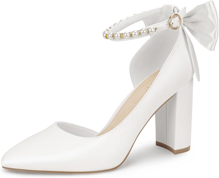 PARTY Women's Closed Toe Pumps 3-Inch Chunky Heels Ankle Strap
