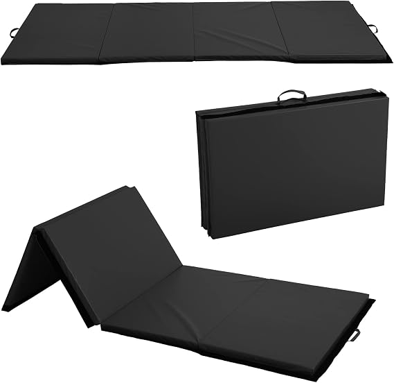 Gymnastics Mat Exercise Mat Tumbling Mats for Home Gym, Folding Portable 4'x10'x2" Extra Thick Crash Panel Mat with Carrying Handles for Kids Adults