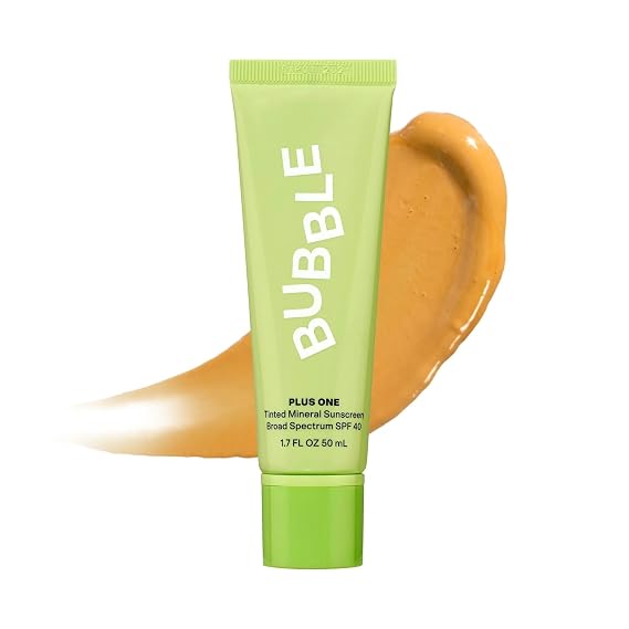 Bubble Skincare Daily Mineral Sunscreen Broad Spectrum SPF 40 - Tinted Sunscreen for Face with Zinc Oxide & Omega 3 Fatty Acids - Hydrating & Blurring Formula Suitable for All Skin Types (50ml)