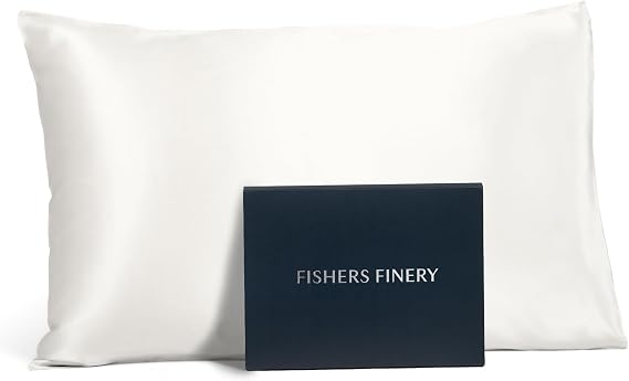 Fishers Finery 25mm 100% Pure Mulberry Silk Pillowcase, Good Housekeeping Winner (White, Standard)