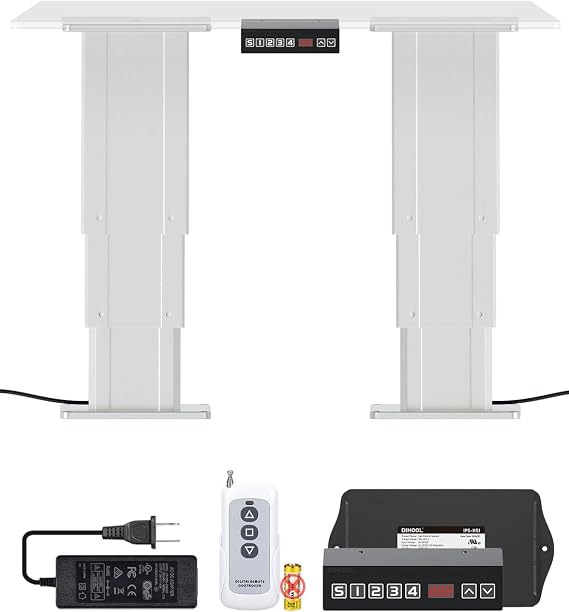 DIHOOL 2PCS Synchronized Electric Lift Columns, Table Legs,Synchronous Lifting System, 264lbs Capacity, 12.8" to 27.56" Height Range, Precision Control