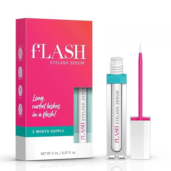 fLASH Eyelash Serum for Longer-Looking Natural Lashes - Enhances & Strengthens, Safe & Effective Formula for Contact Wearers & Sensitive Eyes, 3 Month Supply - 2mL 0.07 Fl Oz