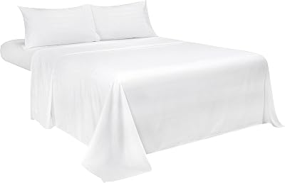 White Stripe Bed Short Queen Sheet Set 4 Piece Adjustable Bed Set 21 Inch Deep Pocket Bedding Set Sheet & 2 Pillow Case Set