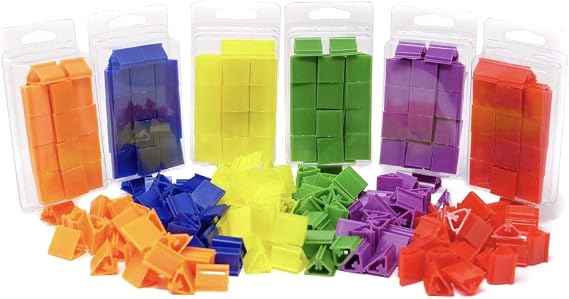 Value Pack of 120 Multicolor Game Card Stands 3/4" x 3/4" (6 Sets of 20) Blue, Yellow, Red, Green, Orange, Purple Board Game Pieces Games