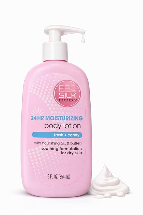 Pro Silk 24HR Moisturizing Body Lotion with Nourishing Oils & Butters Fast Absorbing, Non-Greasy Hydration for Dry Skin,s 12 FL OZ bottle (Pack of 1) fresh also comfy