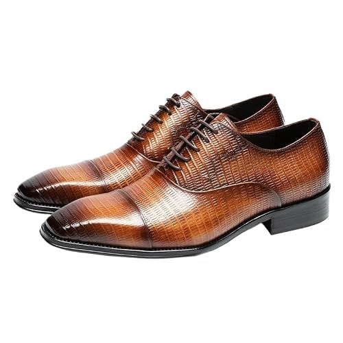 Black Leather Oxford Shoes for Men Casual Business Walking Shoes Formal Leather Dress Shoes Mens Casual Suit Shoes Anti-Slip Non Slip Rubber Sole Block Heel Low Top Working