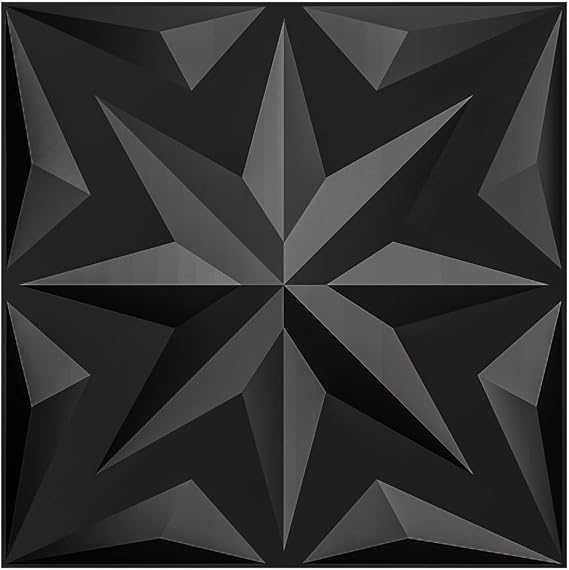 Art3d Decorative 3D Wall Panels Art Petal Pack of 12 Tiles 32 Sq Ft, Black