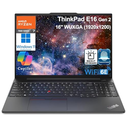 Lenovo ThinkPad E16 G2 Business Laptop Computer, 64GB DDR5 RAM, 1TB PCIe SSD, AMD 8-Core Ryzen 7 7735HS Beat i7-1360P, 16 FHD, WiFi 6E, Backlit KB, Fingerprint Reader, Windows 11 Pro, Vent-Hear