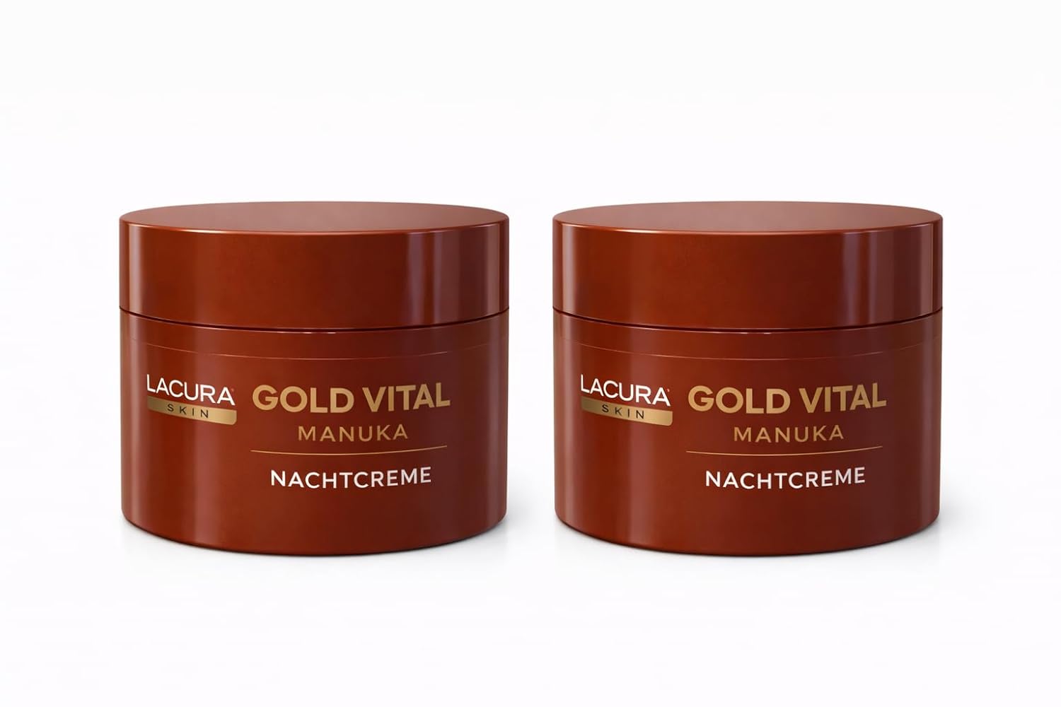 LACURA 2x Gold Vital Manuka Nachtcreme 2x 50 ml – Anti-Hauterschlaffung 55+ – mit Manuka-Honig-Extrakt Vitamin E &amp; Soja-Aktivkomplex – Straffende Pflege für Reife Haut