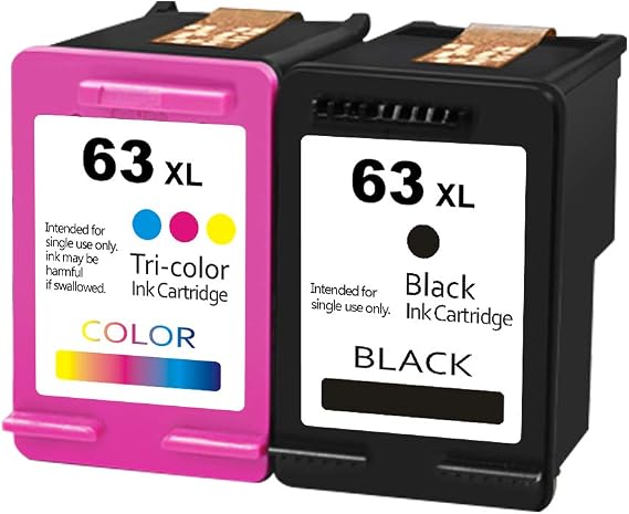 Remanufactured for HP 63 XL Ink Cartridge for HP63 XL Replacement Ink Cartridges for HP DeskJet 1112 2130 3630 3637 Envy 4512 4513 4520 OfficeJet 3830 4650 4655 Printer 1 Black 1 Tri-Color