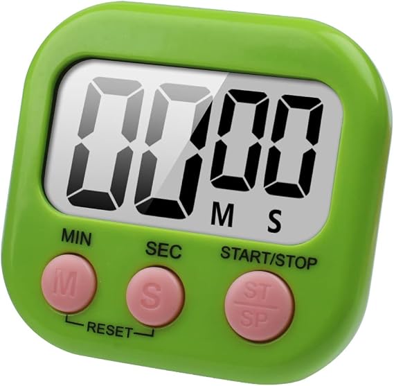 Büyük LCD Ekran Dijital Pişirme Zamanlayıcı Mutfak Zamanlayıcı Geri Sayım ve Kronometre ile. Yemek pişirme, Fitness, Çocuk Çalışması İçin Büyük Bip Sesli Alarm (YEŞİL)