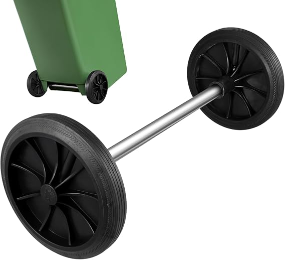 Angoily Trash Can Wheels Replacement, Garbage Can Wheels Replacement Set, Hollow Shaft 2 Rubber Wheels Pulley Wheel, Trash Bin Wheels Replacement