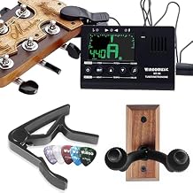 Guitar Accessories Kit WINGO Guitar Capo with 5 Picks, Guitar Hanger, 3 in1 Metronome-Tuner for Acoustic, Electric Guitars, Bass & UkuleleIdeal Guitar Gifts Bundle for Men, Beginners, and Pros