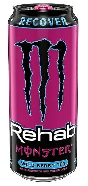 Monster Rehab Wild Berry Tea + Energy, 15 fl oz (Pack of 24)