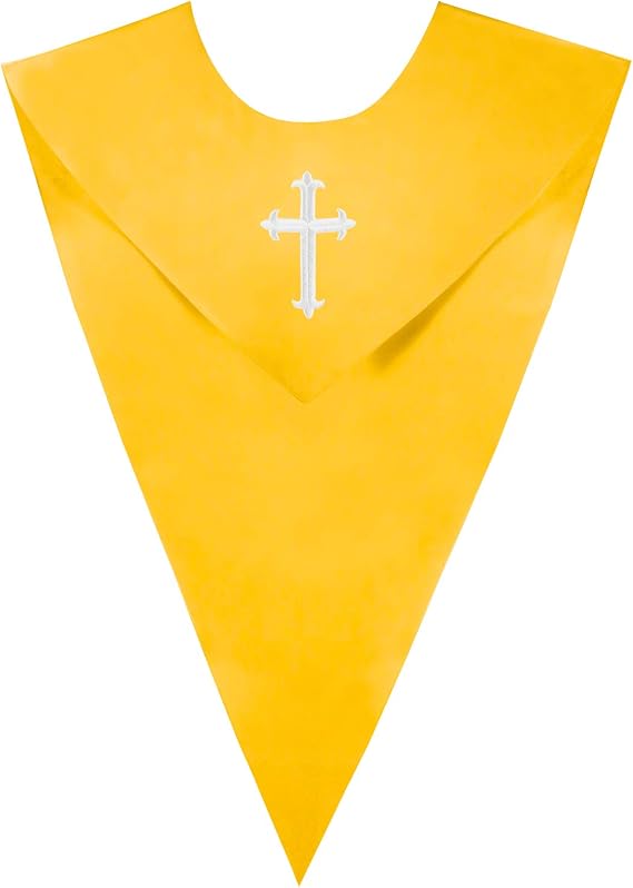 IvyRobes Unisex V Shape Solid-Colored Choir Stole with Cross