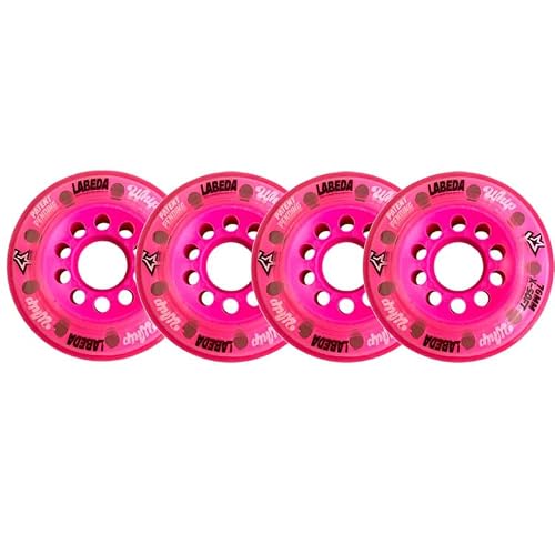 Labeda Whips Roller Hockey Wheels - Pink 4-Pack - Soft - Choose Size - Evo Spacers are Included