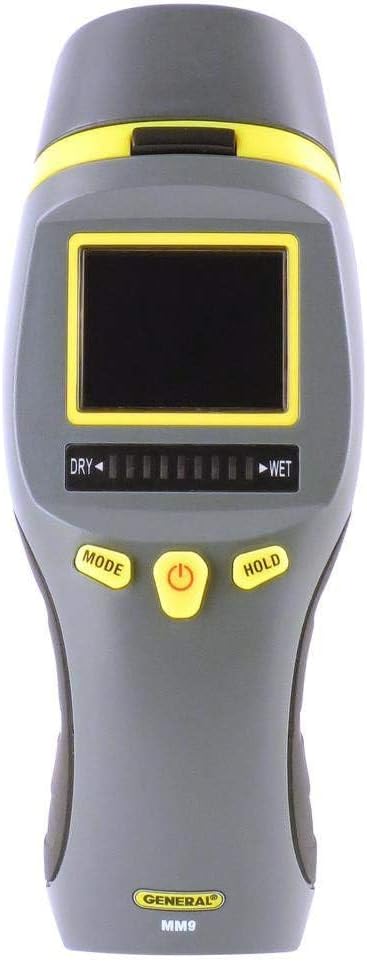 General Tools MM9 Moisture Meter for Wood, Walls & Drywall Detection | Pin & Pinless wood moisture meter for walls & drywall. Moisture detector for firewood. Ideal for moisture testing wood.