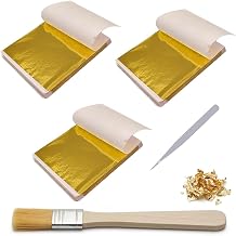 302-Piece Premium Gold Leaf Sheets Set, Gold Leaf Kit with Brush and Tweezers, Gold Foil Sheets for Gilding, Crafts, Furniture Restoration, Nail Art and Home Decoration