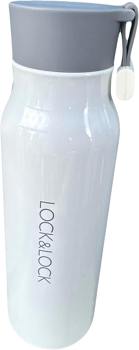 LocknLock Name Tumbler White 12oz, BPA-Free Double Wall Stainless Steel Vacuum Insulated Tumbler with Leak-Proof Lid and Handle, Thermal Travel Water Bottle