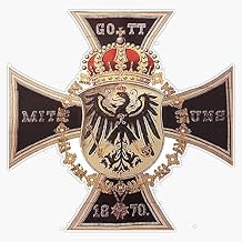 German 1870 Gott Mit UNS Iron Cross Sticker Vinyl Decal Bumper Sticker 5"