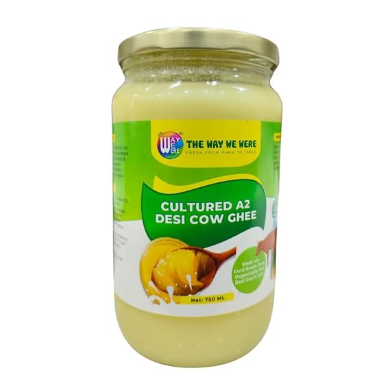 The Way We Were Pure Desi Cow Ghee, A2 Milk, Curd Churned Grass-Fed, Vegetarian, Bilona Method 750 ML (25.3 oz)