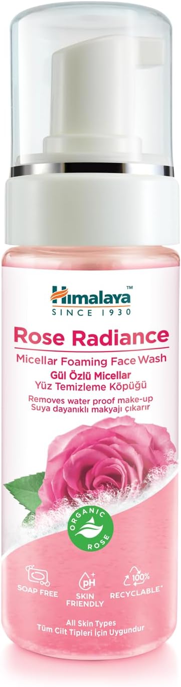 Himalaya Since 1930 Micellar Parlatıcı Yüz Temizleyici Köpük, Organik Gül, Normal-Yağlı Ciltler, 150 ml
