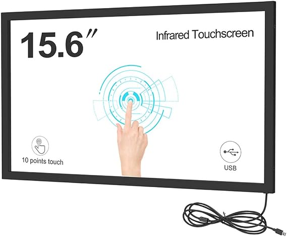 GreenTouch 15.6 Inch 10 Points Infrared Touch Screen, IR Touch Screen Panel Overlay Kits with 3mm Thickness Tempered Glass...