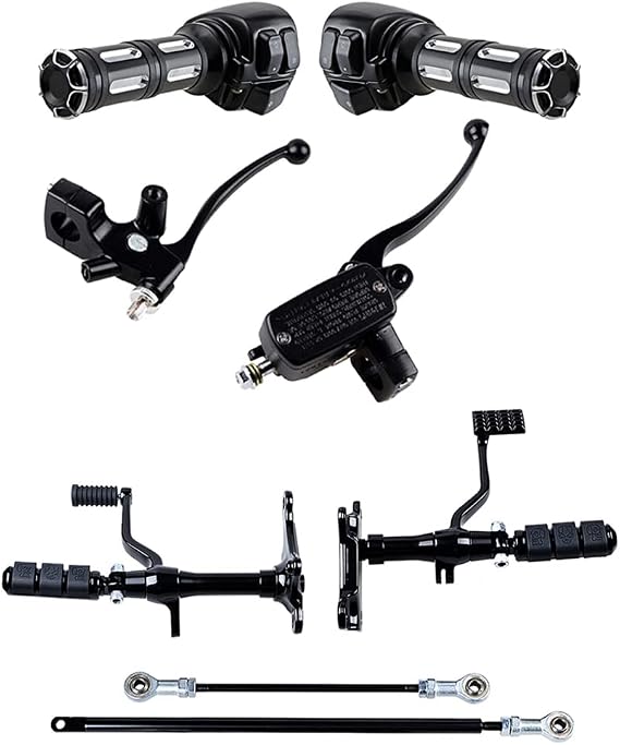 AMOPACORP Compatible with 1996-2003 Harley Sportster XL 883 1200 1 inch Handlebar Control Switch Hand Grips Clutch Lever Hydraulic Brake Master Cylinder and Set Forward Controls Linkage Kit