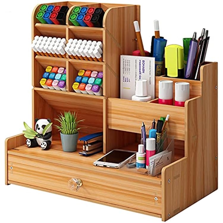 Marbrasse Upgraded Wooden Pencil Holder, Pen Organizer for Desk, Easy Assembly, Art Supply Organizer, Desktop Stationary Cherry