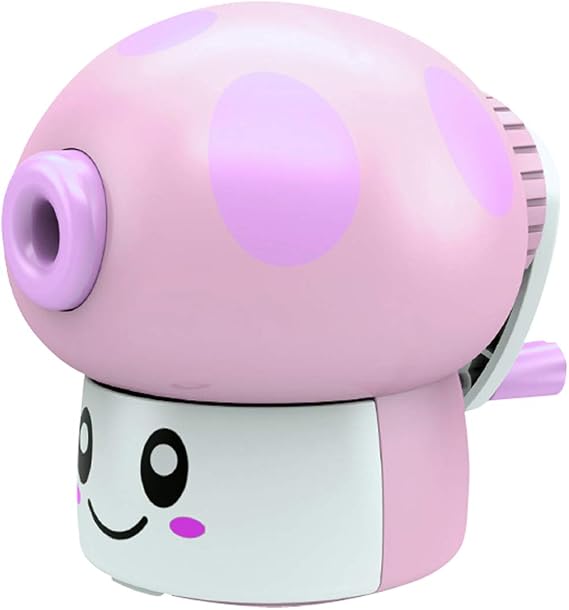 AngelGift Adorable Animal Mushroom Shape Kids Handheld Manual Pencil Sharpener Portable Sharpen Pencil Tool School Supplies (Purple)