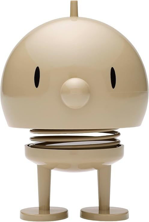 Hoptimist Junior Bumble Wobble Figure, Home Decor Ornament - Plastic W/Metal Spring, Medium - Creates Cheerful Movement- (Latte)